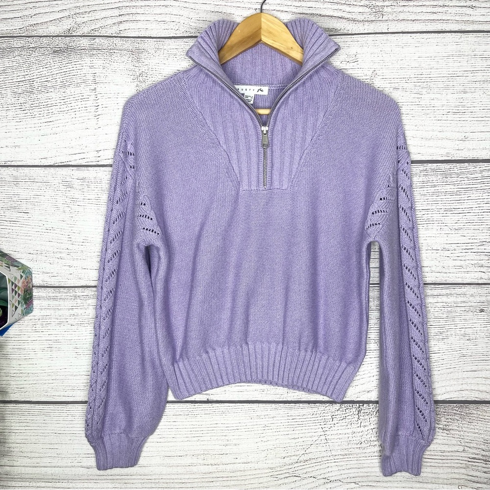 Rusty Lavender Purple Oversized Half Zip Knit Sweater Top Size XS